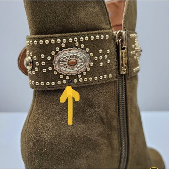 Jessica Simpson Finova Ankle Bootie Womens 8 Olive Green Buckle Western Heel - Picture 9 of 16